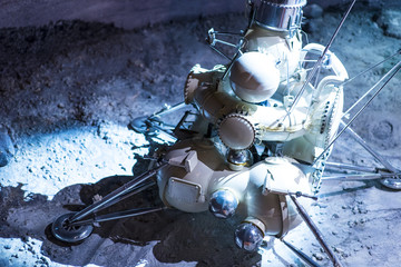 Astronaut Drives Rover. Smart the research station carries out research work on the moon