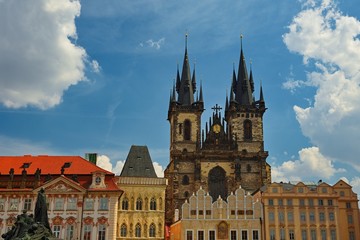 Fototapeta premium Prague, capital of the Czech Republic. Scenic sunset view of the Old Town pier architecture. 