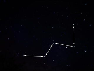 Constellation of Cassiopeia, low in the sky.