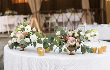 wedding table setting and decorated with flowers