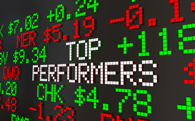 Fototapeta premium Top Performers Best Stock Picks Market Ticker Prices 3d Animation