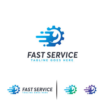 Fast Service logo designs, Fast Gear logo template vector
