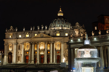 Saint Peter's Basilica at night, Vatican 