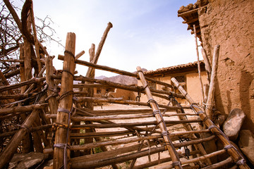 Old mud brick house in the Gobi desert