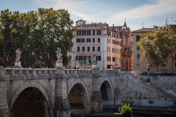Fototapeta na wymiar Sant Angelo bridge in Rome, Italy