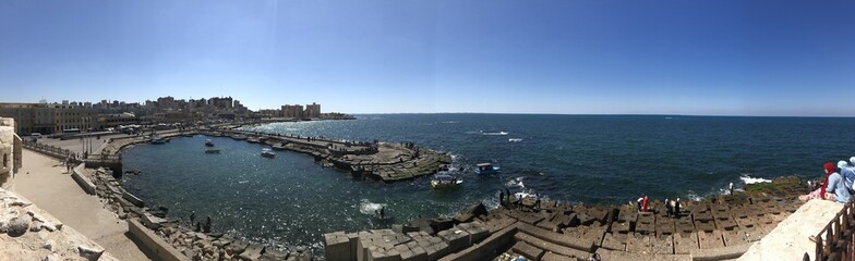 Fototapeta premium panoramic, sea, port, sky, view
