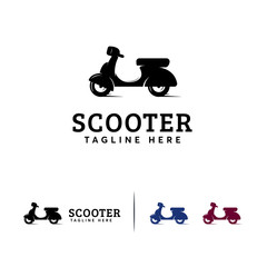 Simple Vintage Scooter logo designs concept vector, Motorcycle logo symbol