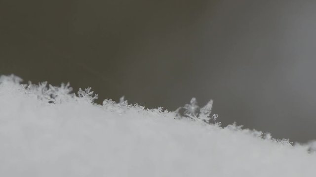 Close Up Image With Small White and Frozen Snowflakes