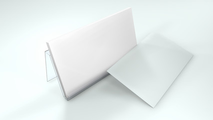 clean business cards in a transparent stand. 3D rendering