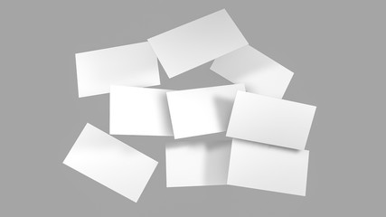 clean business cards in the air. layout. 3D rendering