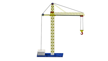 three-dimensional model of a toy crane. 3D rendering