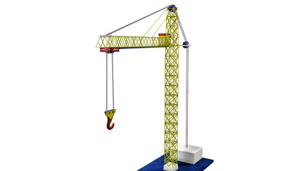 three-dimensional model of a toy crane. 3D rendering