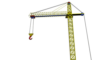 three-dimensional model of a toy crane. 3D rendering