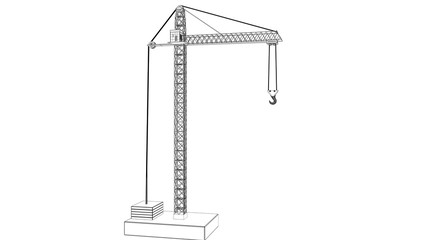 Fototapeta premium three-dimensional model of the crane black polygonal mesh. 3D rendering