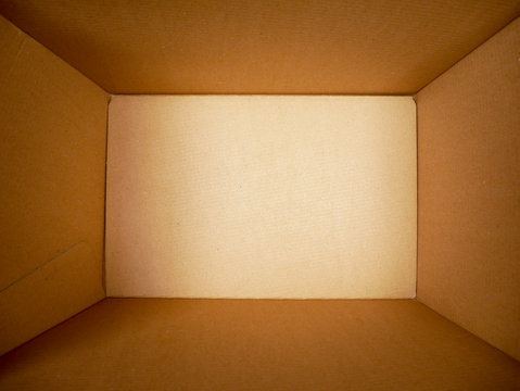 texture background brown paper box , Empty open rectangular cardboard box