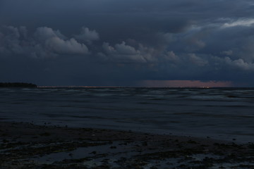 late evening. view of the dam of Saint-petersburg