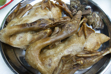 Boiled duck one of the favourite food for Chinese Ghost Festival and other festivel in Chinese people. Steamed duck food for Ghost Festival Day.