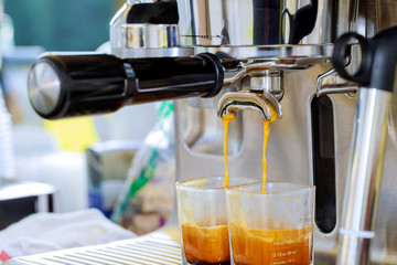 Espresso machine brewing a coffee