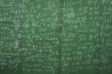 Math endless vector texture with handwritten mathematical formulas, geometry figures and equations