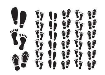 Human foot print icons. Footprint vector set. Abstract human footprint