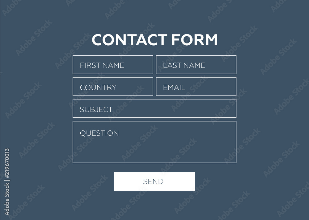 Wall mural contact form. web element. contact form vector template