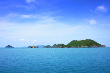 Beautiful landscape of tropical island with blue sea and mountain beach in Thailand.Koh-Samui at Surat Thani Province, Thailand