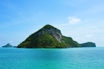Beautiful landscape of tropical island with blue sea and mountain beach in Thailand.Koh-Samui at Surat Thani Province, Thailand