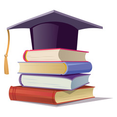 Graduate hat on the books - 219671829