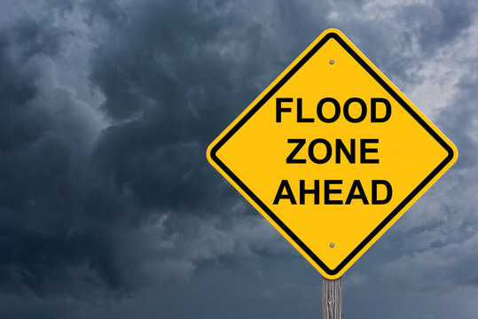 Flood Zone Ahead Caution Sign