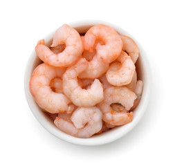 Top view of bowl with boiled shrimps © Coprid