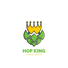 Hop and crown on white background. Symbol. Vector