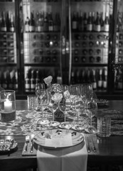 Elegant table set up for dinner, special event, party or wedding.