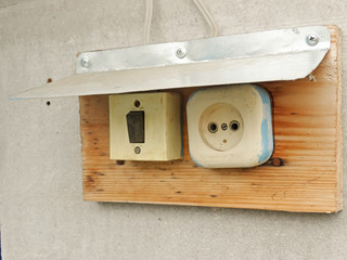 Old power socket and switch, vintage
