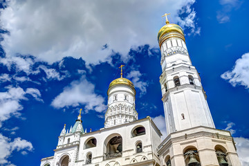 Iconic Cathedral Domes of the Kremlin in Moscow