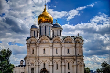 Iconic Cathedral Domes of the Kremlin in Moscow