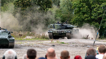 TURKU, FINLAND - AUGUST 25, 2018: Finnish Defence forces 100 years celebration show. 