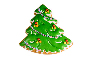 Gingerbread christmas tree isolated on a white background