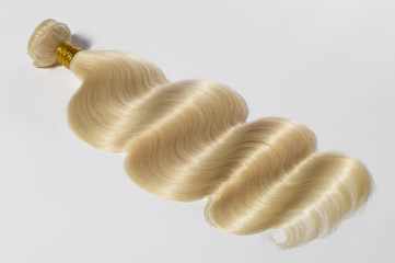 Body wavy bleached blonde human hair weaves extensions bundle