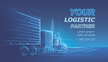 Logistic/driver services card template. Vector. 
Text is outlined and for preview only.  - obrazy, fototapety, plakaty