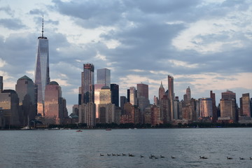 Obraz premium panorama, miasto, manhattan, krajobraz