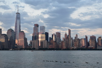 Obraz premium panorama, miasto, manhattan, krajobraz