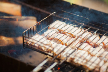 Chiken rolls on the grill