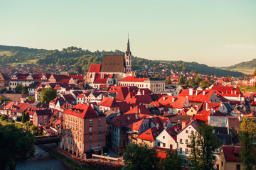 Fototapeta na wymiar Beautiful view the old Town of Cesky Krumlov, Czech Republic.UNESCO World Heritage Site.