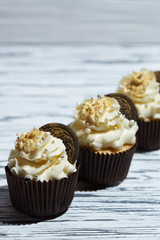 Cupcakes with cookies and nuts