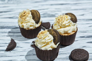 Cupcakes with cookies and nuts