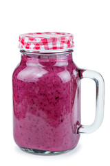 Glass of homemade blueberries smoothie