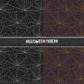 Halloween spider web seamless pattern. Design for background, wallpaper or gift wrapping paper.