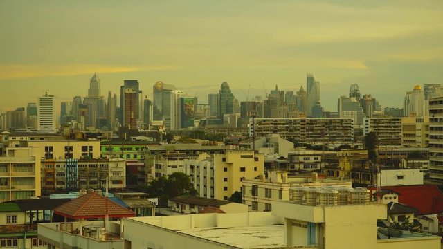 Bangkok, Thailand - August 7, 2018 : 4K High angle view of residential at Ratchadapisek area in Bangkok, Thailand 