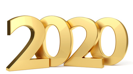 2020 golden bold letters 3d-illustration