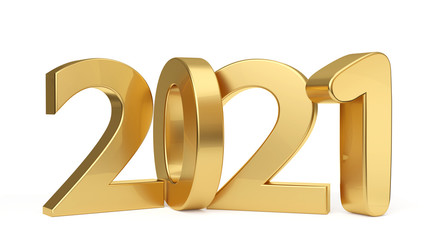 2021 golden bold letters 3d-illustration